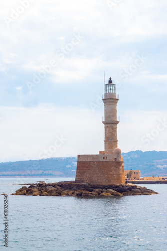 Lighthouse in Chania Harbor, Crete, Greece