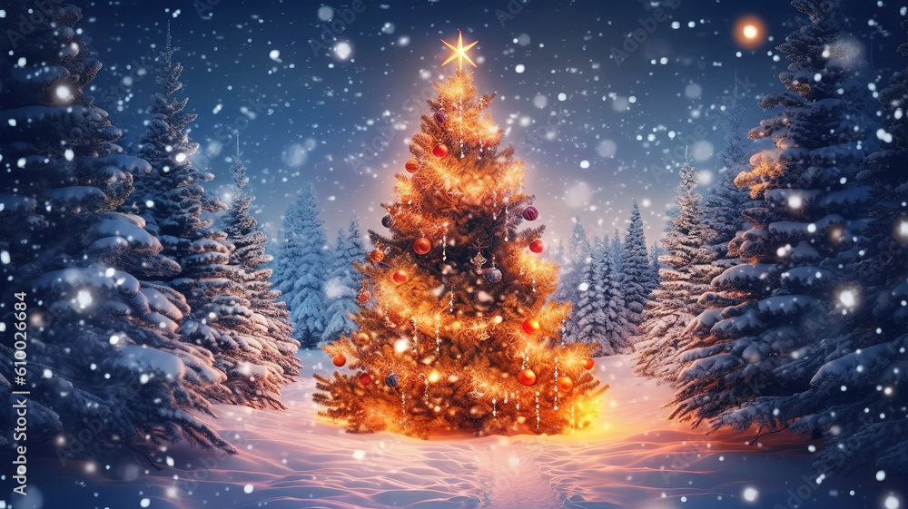 Cozy christmas living room decorated christmas pine tree, decorations. Generative ai Cozy christmas living room decorated christmas pine tree, decorations. Generative ai