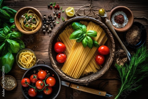 stock photo of a spaghetti in the kitchen and stuff Food Photography AI Generated