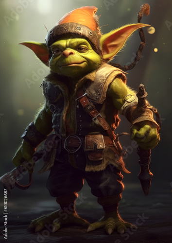 male goblin adventurer . Generative AI