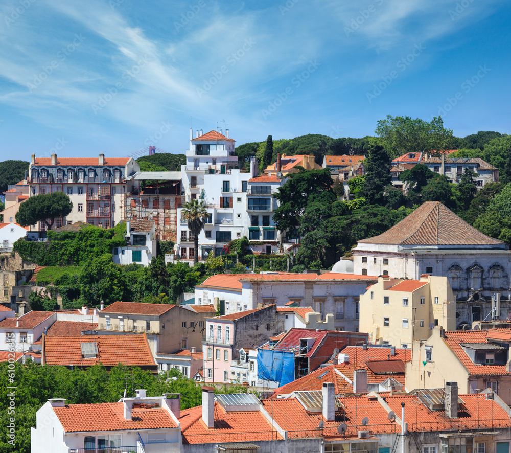 Summer Lisbon cityscape. View from Monastery roof, Portugal.