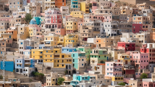 colorful houses in tangier, morocco. generative ai © mimadeo