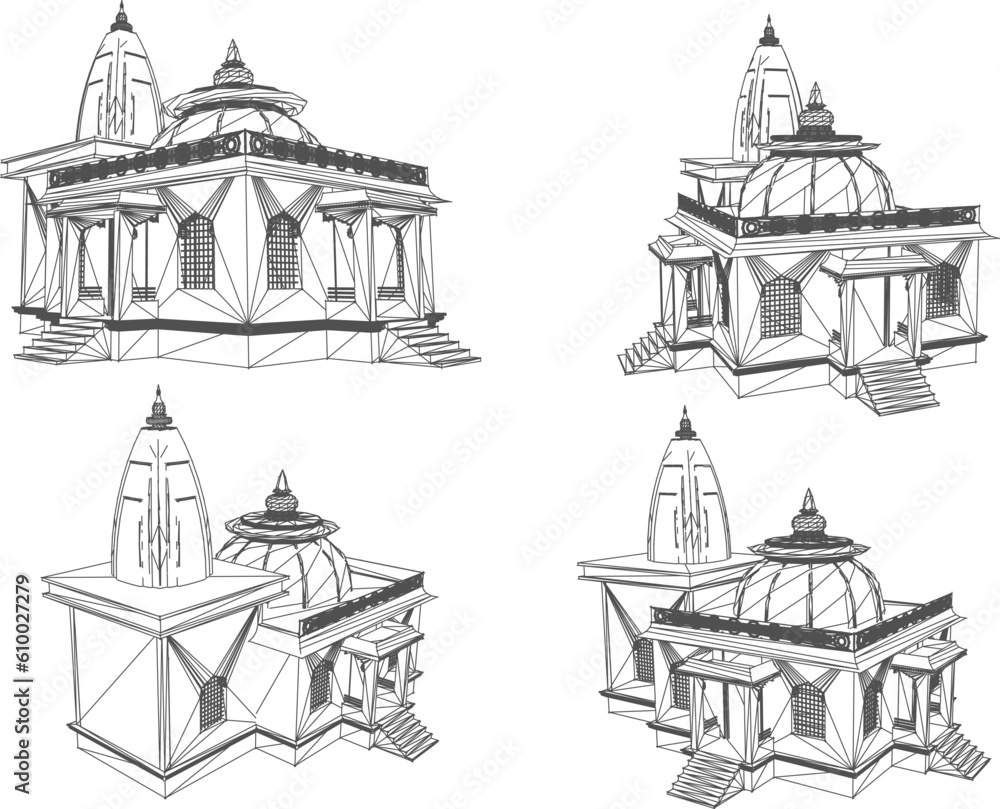 Holy temple cartoon illustration vector sketch