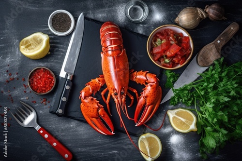 stock photo of boiled lobster ready to eat in the plate Food Photography AI Generated photo