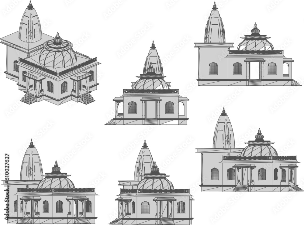 Holy temple cartoon illustration vector sketch