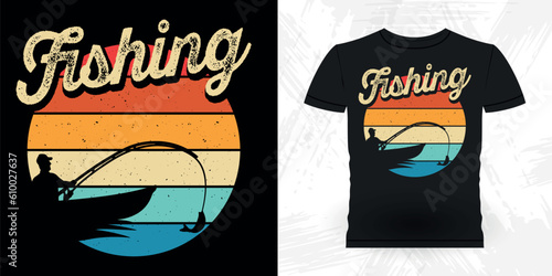 Funny Fishing Fisherman Retro Vintage Fish T-shirt Design 