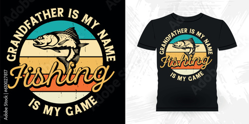 Dad Lover Father's Day Funny Fishing Fisherman Retro Vintage Fish T-shirt Design 