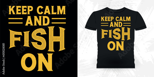 Keep Clam And Fish On Funny Fishing Fisherman Retro Vintage Fish T-shirt Design 