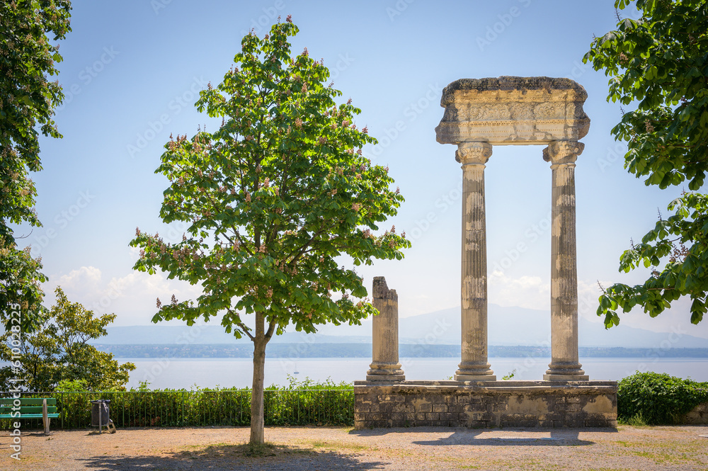 Remains of roman columns at Nyon, Switzerland