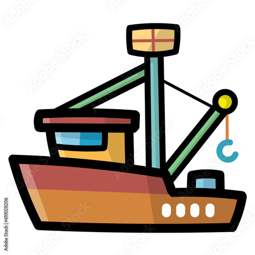 trawler filled outline icon style