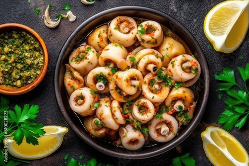 stock photo of Calamari ripieni is a flavorful Italian Food Photography AI Generated photo