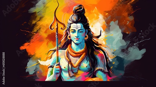 Happy Maha Shivratri, Illustration Of Lord Shiva, Generative ai photo