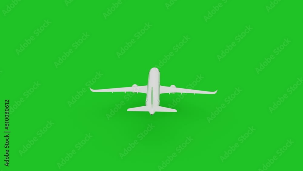 Flying airplane in motion green screen background chroma key. 3d animation. Flying airplane in motion green screen background chroma key. 3d animation.