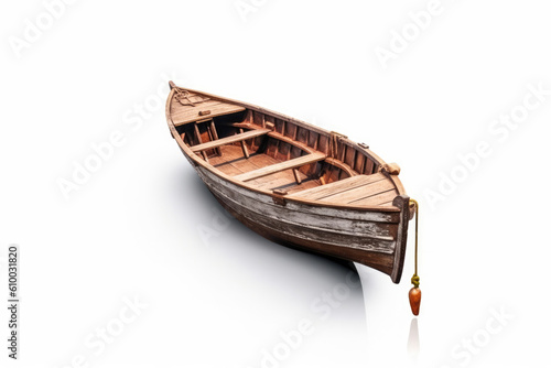 wooden boat isolated created with Generative AI technology