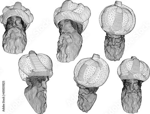 Sketch vector illustration of the face of a philosopher, thinker, great figure of the past