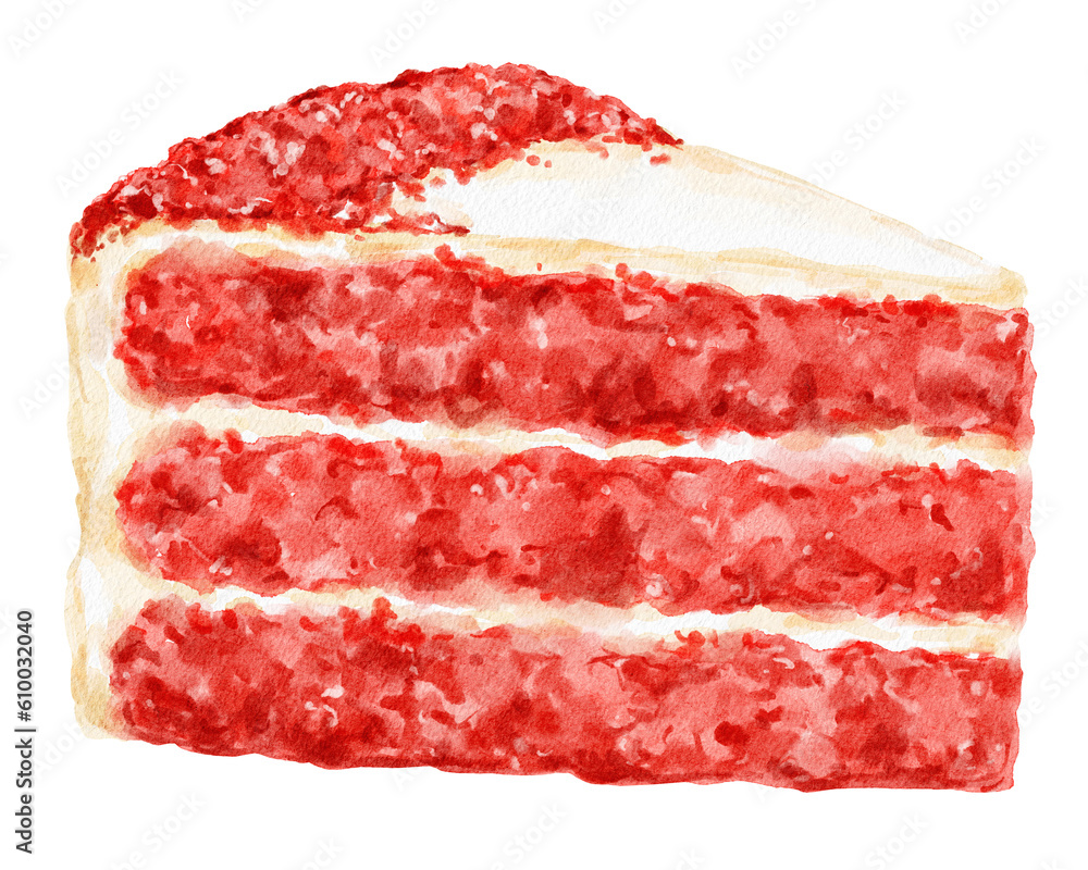 Obraz premium Red velvet cake cur food dessert illustration.