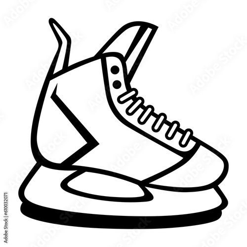Hockey skate illustration. Sport club item or symbol. Healthy lifestyle object.