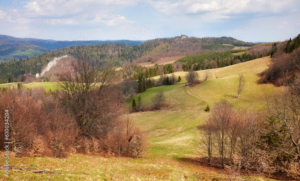 View of Pienin Mountains landscape, Poland.