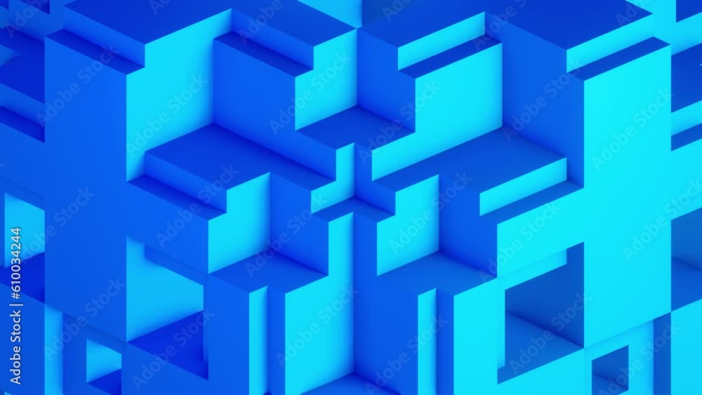 Transforming dynamic cubes - abstract geometric blue background. Geometric abstraction. 3D looped animation Transforming dynamic cubes - abstract geometric blue background. Geometric abstraction. 3D looped animation