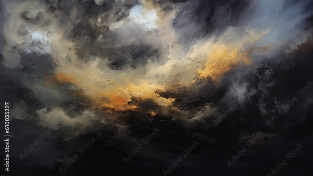 Naklejka premium Abstract painting Dark smoke clouds
