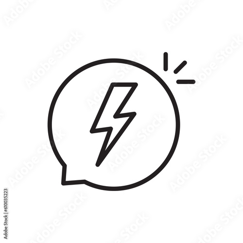 flash in thin line bubble like dispute. flat linear simple style trend modern aha moment logotype graphic art design isolated on white background. concept of web insult and offensive or impatient word