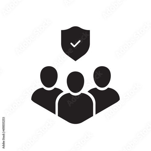 Business people icon, An inclusive workplace. Employee’s Protection Filled Outline icon vector illustration on white background