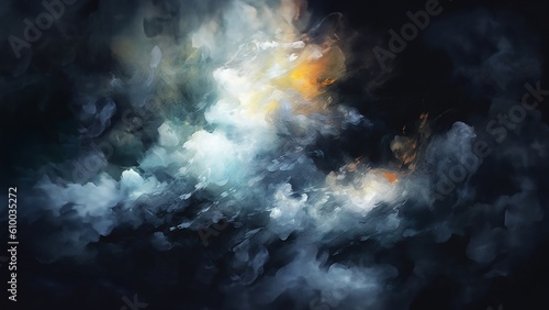 Abstract painting Dark smoke clouds © Leifur