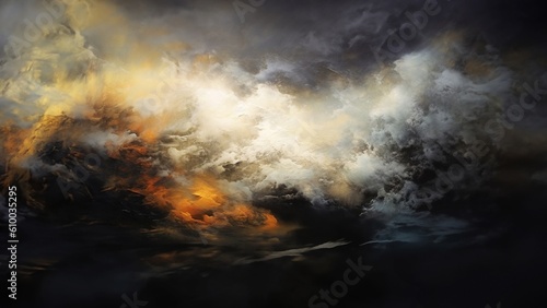 Abstract painting Dark smoke clouds