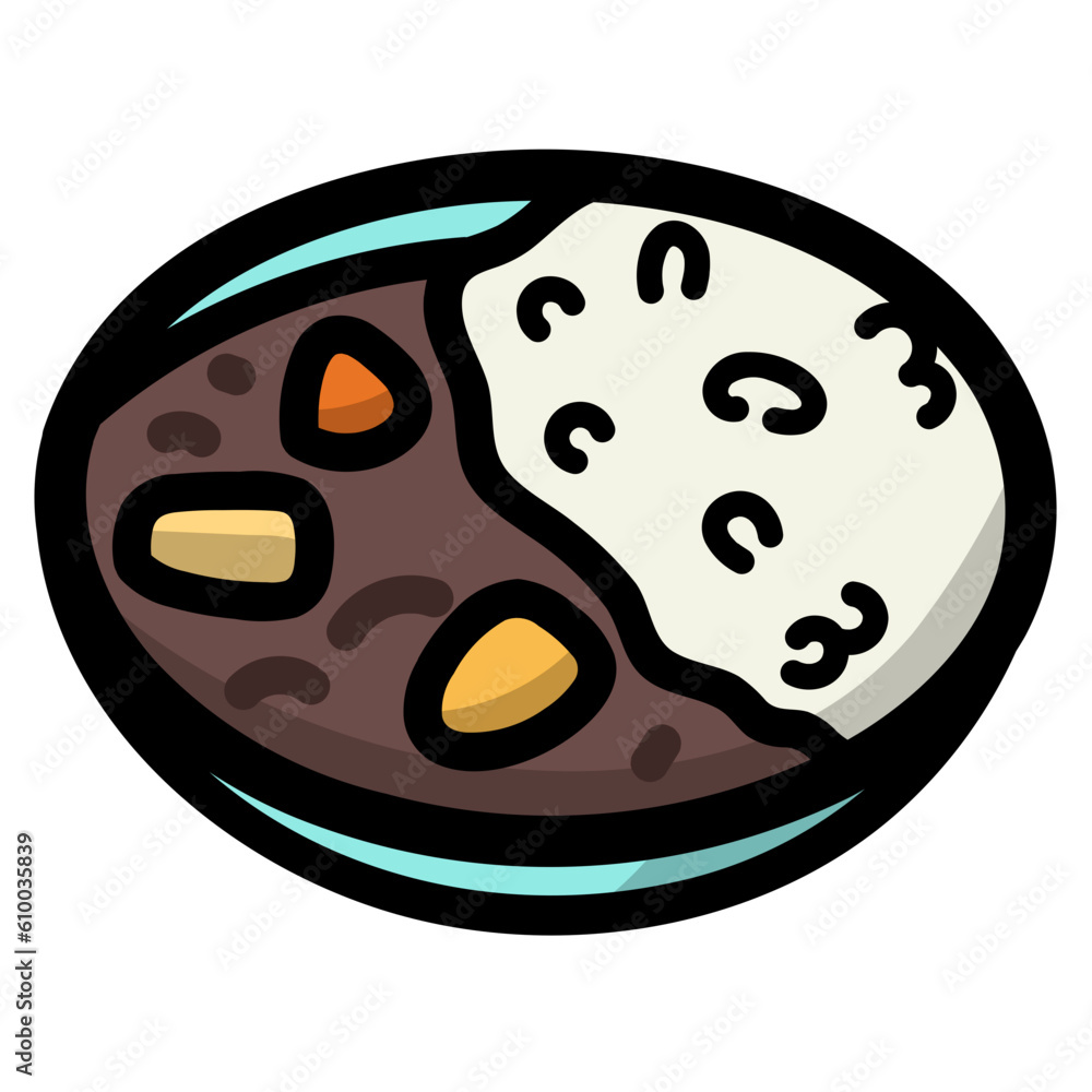 Fototapeta premium kare raisu filled outline icon style