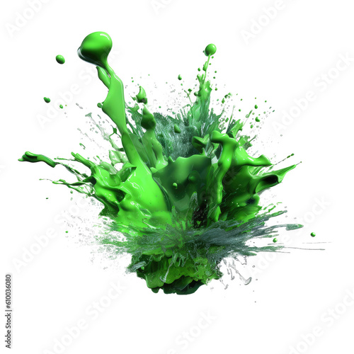 green water splash isolated on white