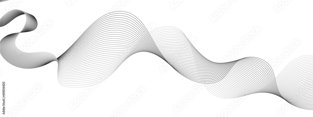 Abstract wavy grey blend technology liens background. Digital frequency track equalizer. Abstract frequency sound wave lines and twisted curve lines background. Banner design background.