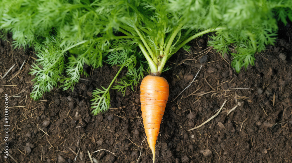 carrot on ground created with Generative AI technology carrot on ground created with Generative AI technology