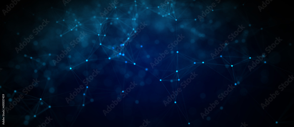 Fototapeta premium Abstract futuristic - technology with polygonal shapes on dark blue background. Design digital technology concept. 3d illustration.