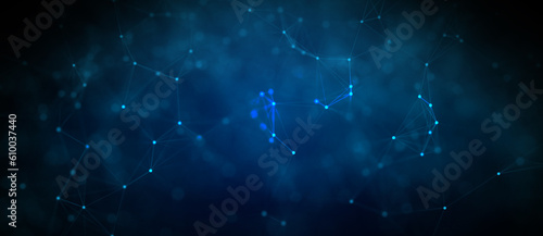 Abstract futuristic - technology with polygonal shapes on dark blue background. Design digital technology concept. 3d illustration.