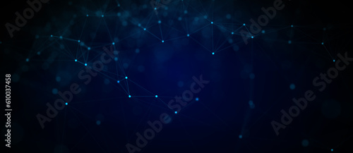 Abstract futuristic - technology with polygonal shapes on dark blue background. Design digital technology concept. 3d illustration.