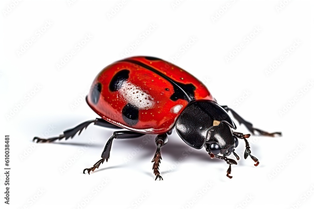 Naklejka premium Lady bug on white background, generative ai