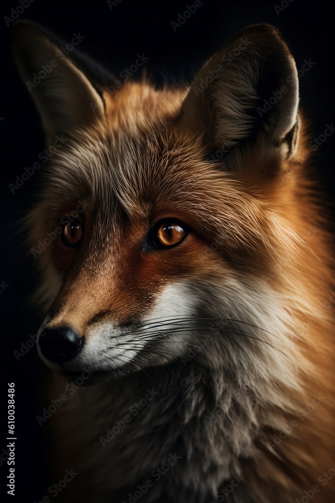 Red fox portrait, Generative AI

