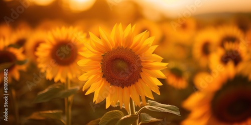 Sunflower field at golden h...