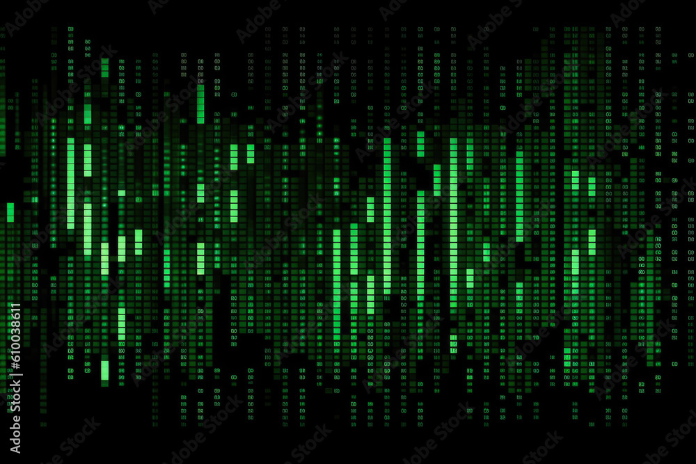 Software Black Screen Background With Green Numbers And Symbols Created With The Help Of Artificial Intelligence