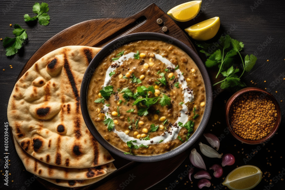 top view Dal Makhani Creamy lentil dish top view Dal Makhani Creamy lentil dish