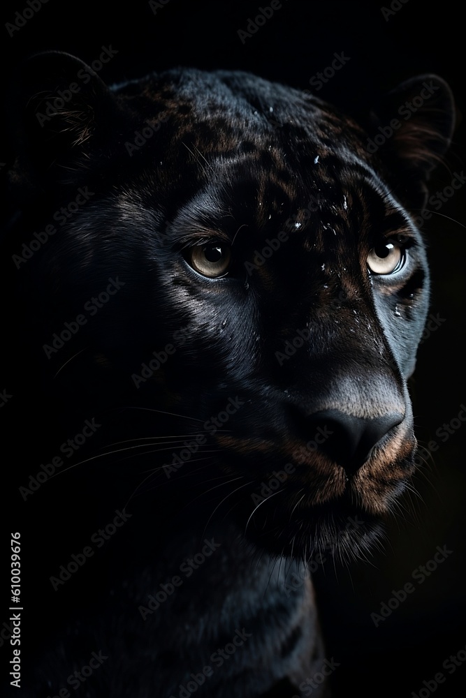 Close up of a black panther, Generative AI
