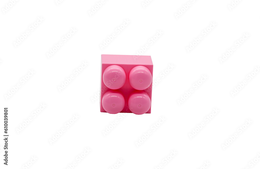 The square part of the four-section blocks children's construction set in pink. The square part of the four-section blocks children's construction set in pink.