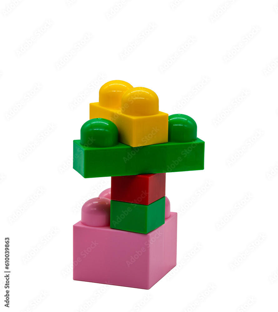 Naklejka premium Children's blocks construction kit in different colors and sizes