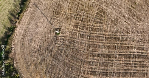 Arable Land In The Countryside Of Arteixo In A Coruna, Galicia, Spain. Aerial Topdown Shot photo