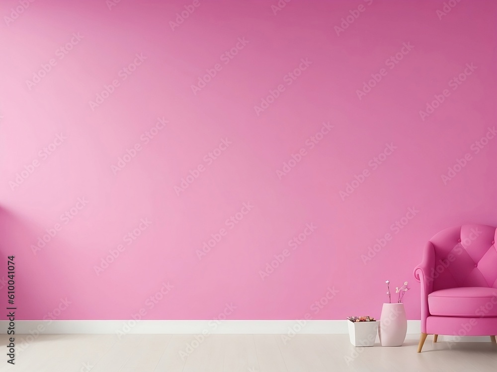pink room with sofa and chair, pink background, ai generative image pink room with sofa and chair, pink background, ai generative image