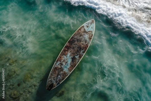 Surf board in the sea, ai generated © Sandu