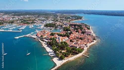 Novigrad - Istrien - Croatia An aerial view with the drone over the beautiful town of Novigrad