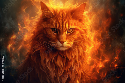 orange cat on fire © Poprock3d