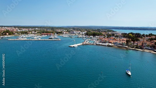Novigrad - Istrien - Croatia An aerial view with the drone over the beautiful town of Novigrad