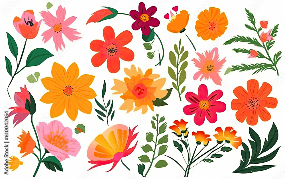 flowers vector illustrtion. isolated created with Generative AI technology